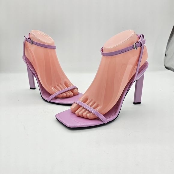 Marc Fisher Arthur Heeled Sandals Square Toe Ankle Strap Medium Purple Size 8 - Picture 4 of 14